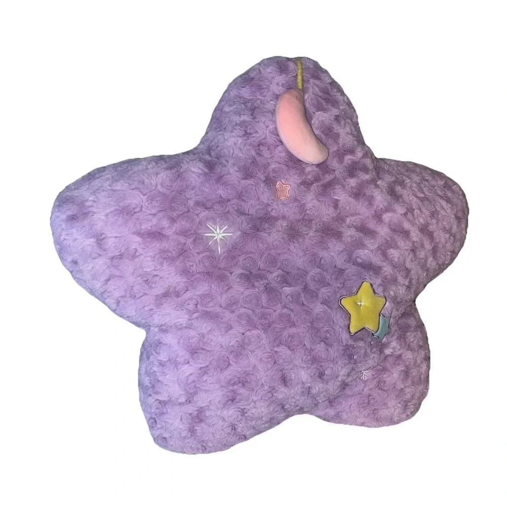 Rumi Life Purple‎ Star Plush Pillow - Textured Rose Swirl - Celestial Moon Decor